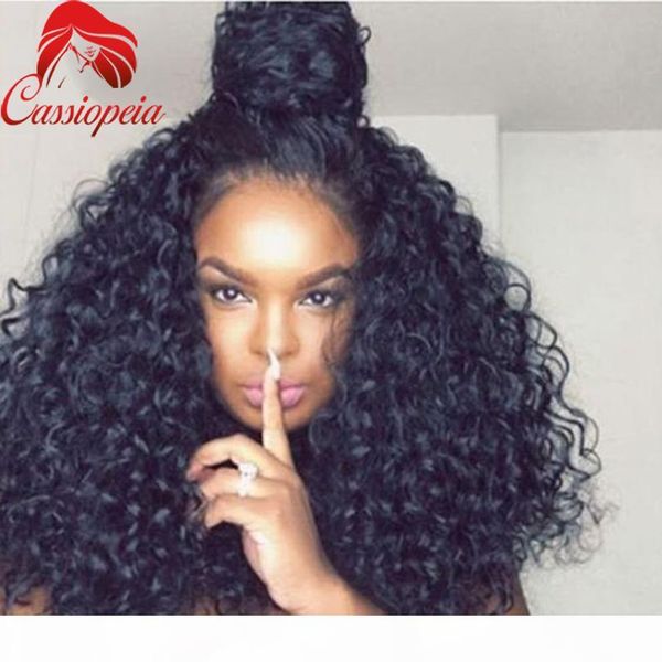 

high ponytail kinky curly 180%density full lace wigs for black women glueless lace front wig with baby hair 8a brazilian virgin human hair, Black;brown