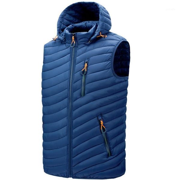 

men's vest winter down vest casual waistcoat men's sleeveless basic jacket plus size warm overcoats hat detachable1, Black;white