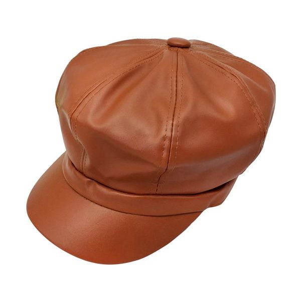 

8 panels birthday gift fashion autumn dating beret cap comfortable for women painter hat stretchy shopping daily pu leather, Blue;gray