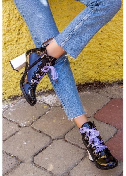 

satisfied-fashion siyah rugan beyaz klu bot, Black