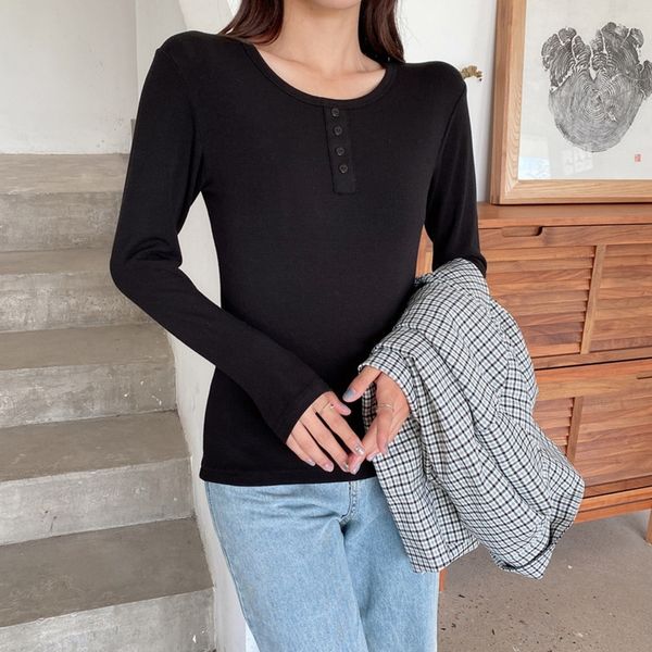 

jgl9g осень зима свитер дно женщин длинное tsleeve свитер рукав рубашка большой нить шея круглого хлопок с утолщенным длинными рубашками t-ш, White