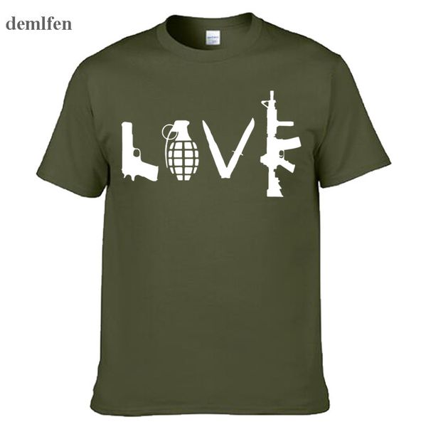 

sport men's o-neck short sleeve tshirt novelty love gun cartoon cotton t-shirt cool funny tshirt print t-shirt men tees