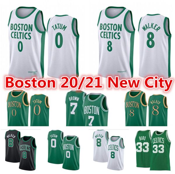

vintage jayson 0 tatum jersey boston celtics city green kemba 8 walker jaylen 7 brown larry 33 bird white edition basketball jerseys, Black;red