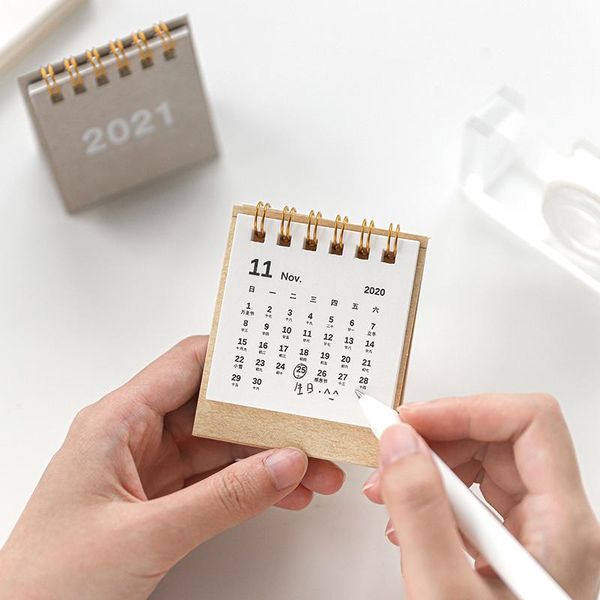

8 color new simple mini calendar desk calendar vertical paper multi function timetable plan notebook office supplies wmtpwb mywjqq