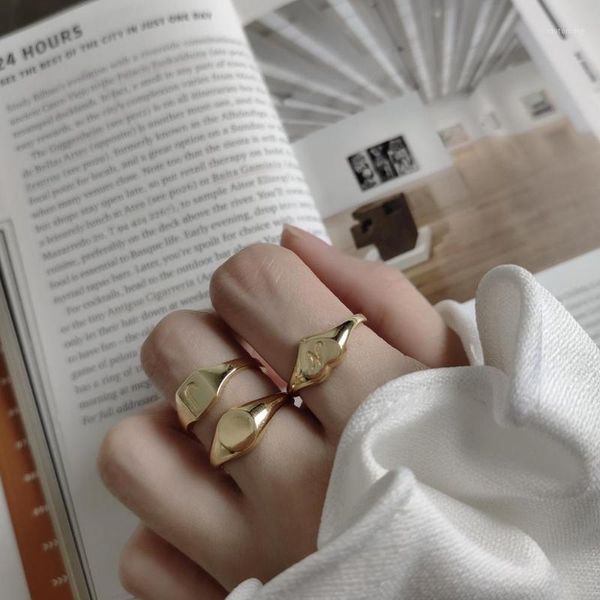 

cluster rings fashion light luxury real 100%925 sterling silver ring geometric letters simple versatile niche type of ladies party gifts1, Golden;silver