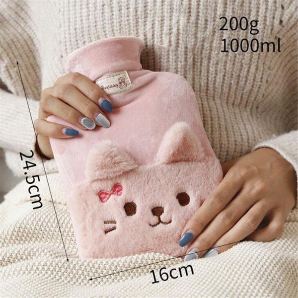 

1000ml творческий cat портативный бутылки горячей воды зимы bowknot плюшевые теплая смазливая студент вода заполненный взрывозащищенный рук