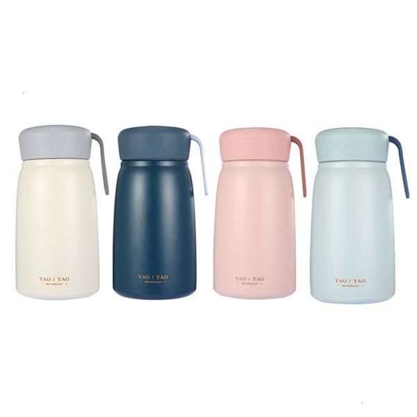 

kids 350ml solid color student vacuum water bottle child 304 stainless steel insulated tumblers with silicone rope 5 nr9cx