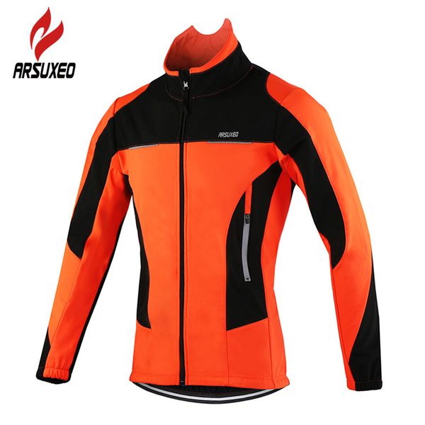 

arsuxeo fleece thermal cycling jacket autumn winter warm up bicycle clothing windproof windbreaker coat mtb bike jerseys c0123, Gray