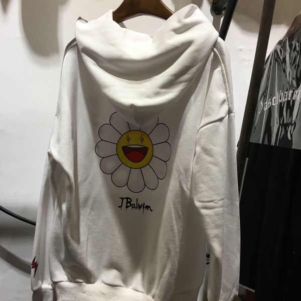 

2021 new sunflower sign hoodies men women street washed sweatshirts j balvin 100%cotton hoodie ikjx, Black