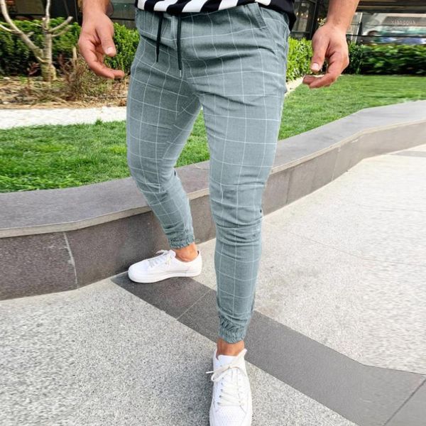 

men's pants casual plaid print drawstring elastic joggers men's sweatpants waist long hip hop trousers pantalones hombre1, Black