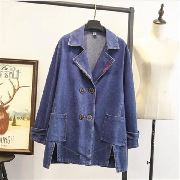 

2019 women's fashion loose trench coat jeans windbreaker plus size women clothing(fy38, Black;white