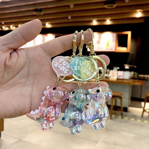 

fashion accessories crystal cartoon dinosaur acrylic keychain, Silver