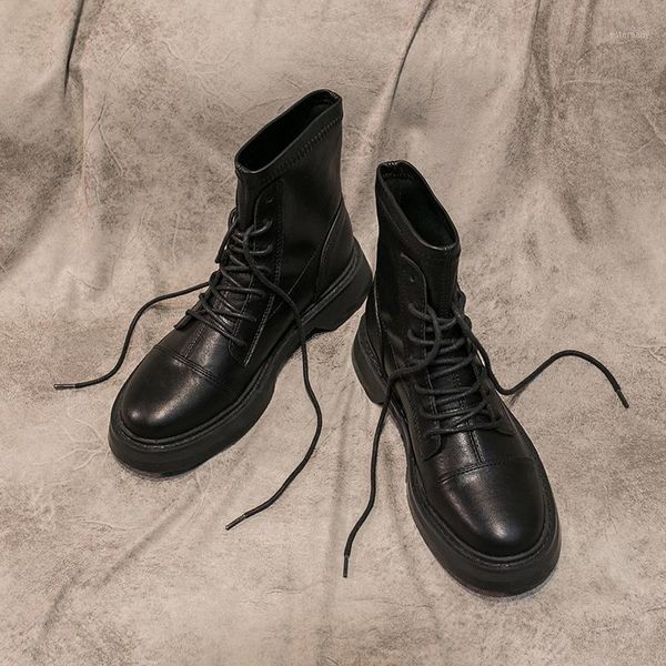 

boots women british style high short lace up black ankle for women1