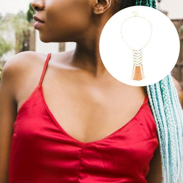 

1Pc Tassel Necklace Ethnic Pendant Neck Jewelry Beads Necklace Neck Decoration for Party1, Silver