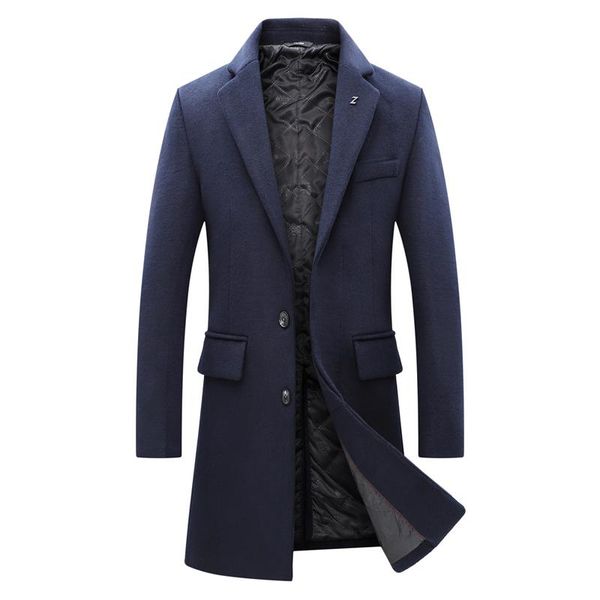 

men's wool & blends justar autumn and winter single cashmere cotton heavy woolen overcoat, Black