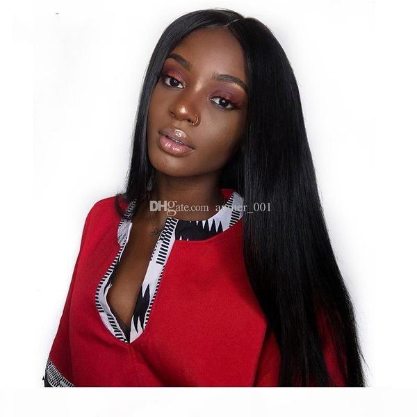 

straight brazilian hair glueless full lace wigs for black women 8-26inch natural color front lace long wigs human hair, Black;brown