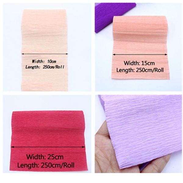 

250x25см 15 см 10 см цветок, делая бумаги crepe diy ремесло упаковки упаковки материал бумаги свадьба рождественская вечеринка декор wmtamd