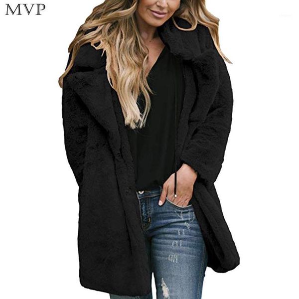 

autumn warm jacket hooded overcoat women casual notched collar long sleeve faux fur outwear coat1, Tan;black