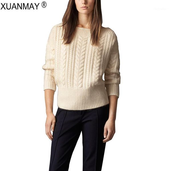 

spring 2020 thick warm wool sweater loose casual pullover sweater winter comfortable soft coat women1, White;black