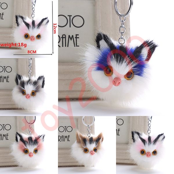 

fluffy faux rabbit fur keychain key ring 5 styles pom pom stuffed animals cat keychains car bag pendant key chain charms plush toys