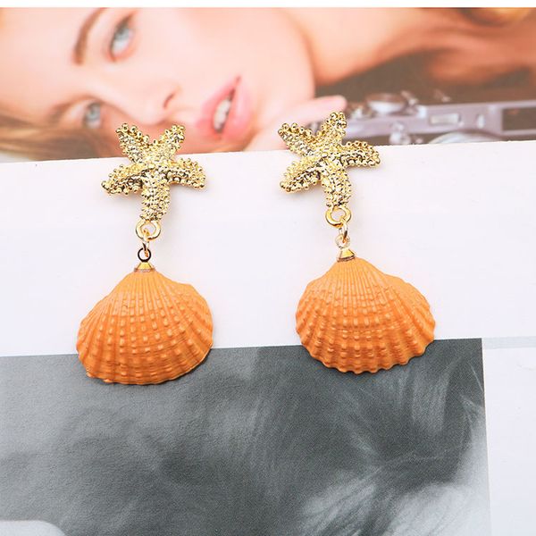 

оушена серьги новый европейский и американский большой имя ретро естественной серьги оболочки моды новые богемной серьги, Silver