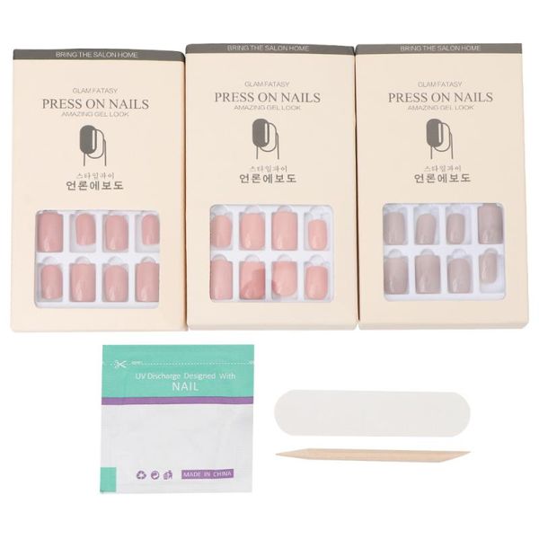 

false nails 36pcs creative nail art stickers wearable tips detachable fake tip decals manicure decoration stylish piece, Red;gold