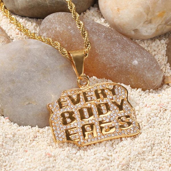 

men hip hop bling iced out letters pendant necklaces stainless steel never fade necklace for men rapper fashion jewelry, Silver