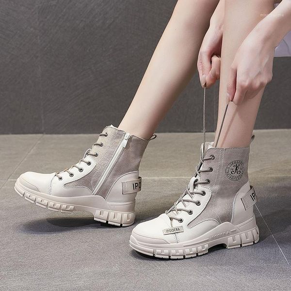 

boots revt women's warm plush autumn ankle snow casual lace up low heels female platform shoes ladies motorcycle short botas1, Black