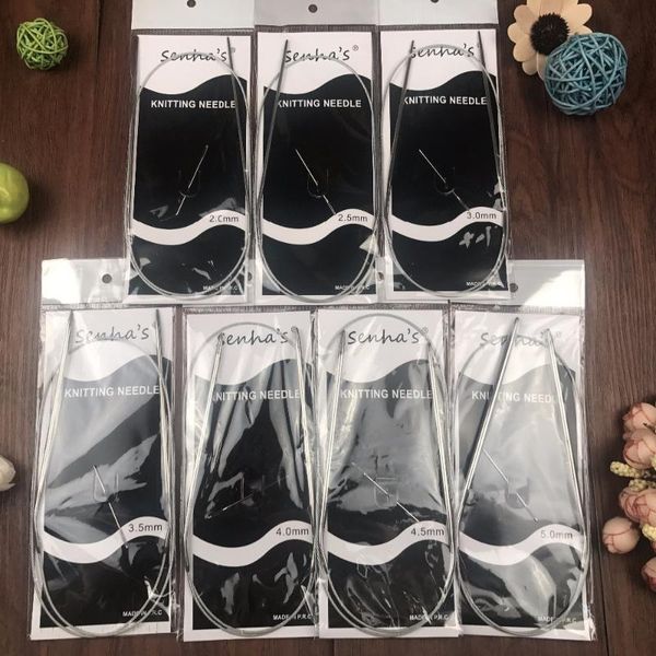 

бесплатная доставка 100см нержавеющей стали круговые спицы набор 7pcs / set размер 2.0-5.0mm вязание иглы crafts