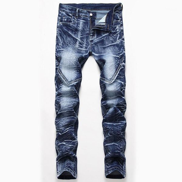 

new young men's slim elastic jeans homme fashion causal plus size 42 skinny jeans men1, Blue