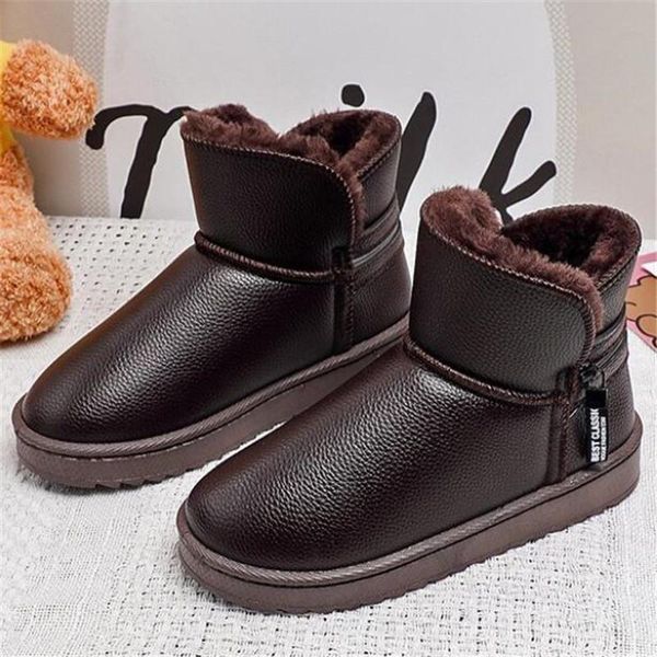 

2020 new women's snow boots plus velvet round toe flat short boots women fashion all-match women casual warm womens shoes, Black