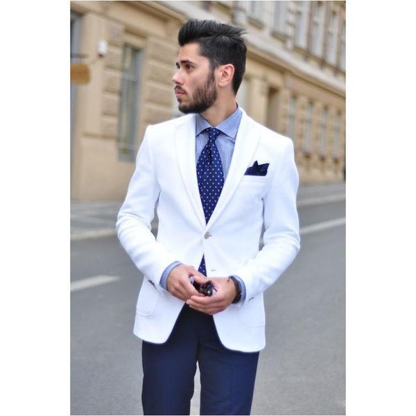 

men's suits & blazers custom white wedding for men ivory mens notched lapel grooms tuxedos two piece groomsmen suit jacket+pant, White;black