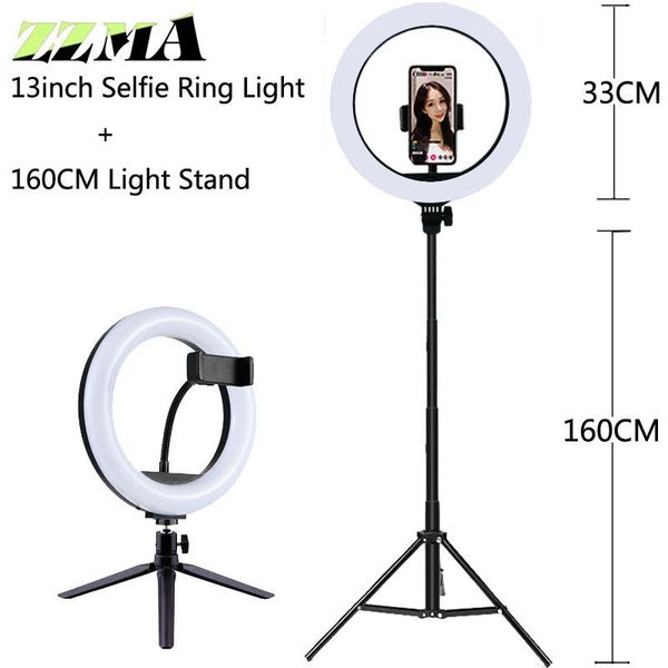 

video light dimmable selfie led ring light usb ring lamp pgraphy rim with tripod stand holder for tiktok youtube