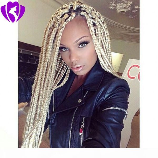 

#613 blonde synthetic lace front braid wigs pure color simulation human hair wigs 30 inch with baby hair braided wigs for black women