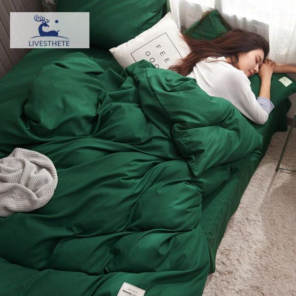 

liv-esthete comfortable bedding set green duvet cover+flat sheet/fitted sheet+pillowcases home decor bedclothes bed linen set1