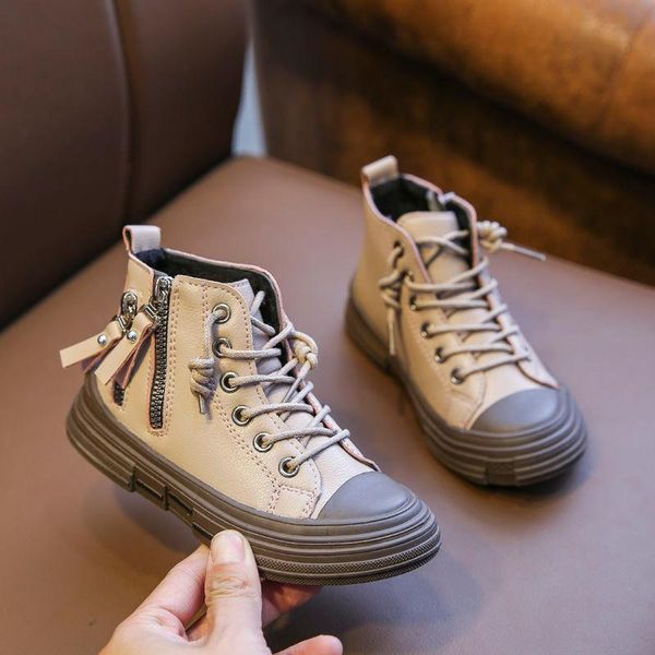 

boots children cotton snow girls plus velvet thick warm winter shoes boys microfiber upper british style, Black;grey