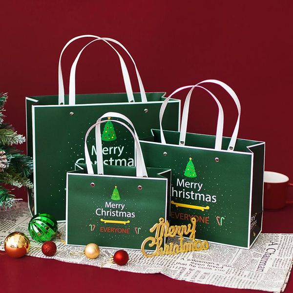 

gift wrap christmas gifts bag kraft paper square tote bags stockings decorations for home santa eve retro