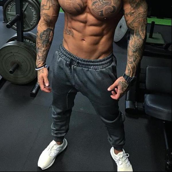 

brand autumn joggers men sweatpants sportswear track pants man bodybuilding streetwear casual fitness mens gym pants, Black
