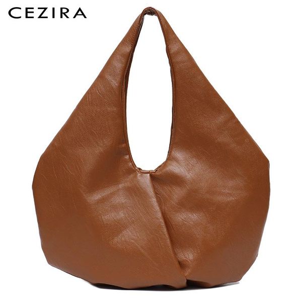 

cezira luxury design women soft pu leather shoulder bags 2020 fashion style large hobo ladies casual vegan leather tote handbags