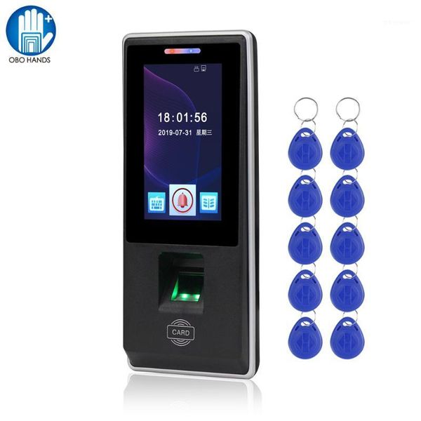 

4.3inch tft color touch screen rfid keypad reader door access control system fingerprint biometric attendance +10pcs em keyfobs1