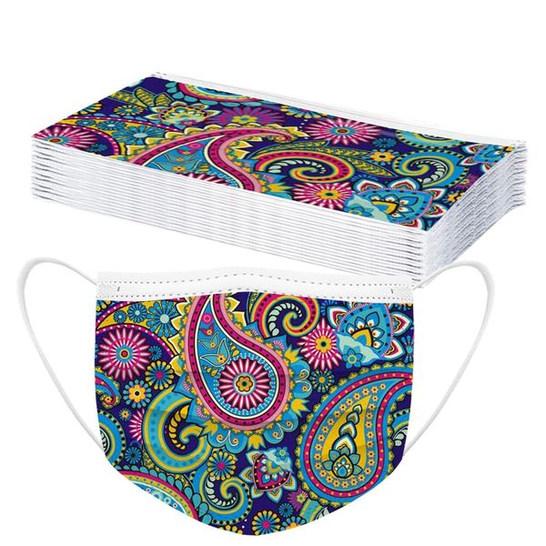 

новый слой мода нетканые face 10-100pcs одноразовая 3 взрослых ретро печати tie фильтр краситель рот маска дизайн mascarilla 3