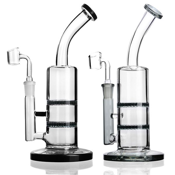 

Thick Base Bong Double Filter Screen Perc Glass Water Pipe Recycler Glass Bongs Bubbler Perc 2 Function Oil Rigs Smoking Pipes Dab Rigs
