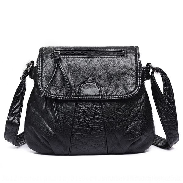 

hdusq shoulder new simple shoulder washed leather pu soft women's 2020 bagbag portable messenger bag ux30z