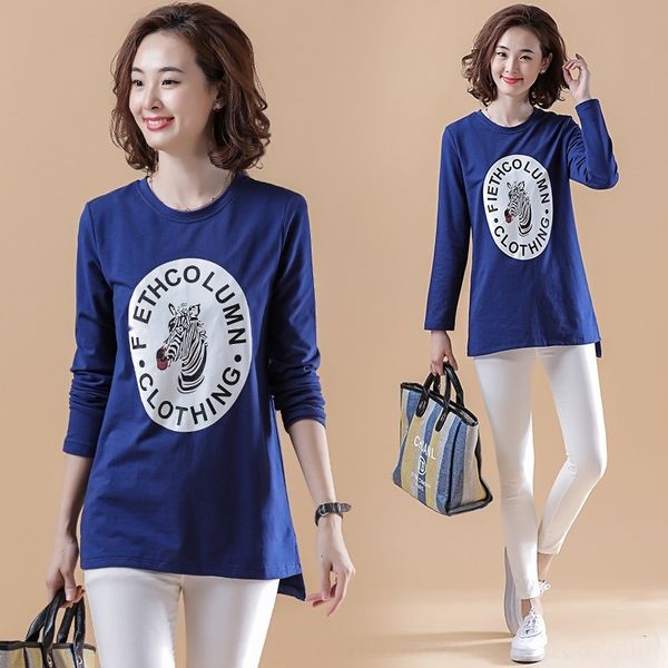 

autumn 2020 new fashion printed long sleeve t-shirt women's inship cotton casual coat t-shirt oversized loose 6jkqx, White