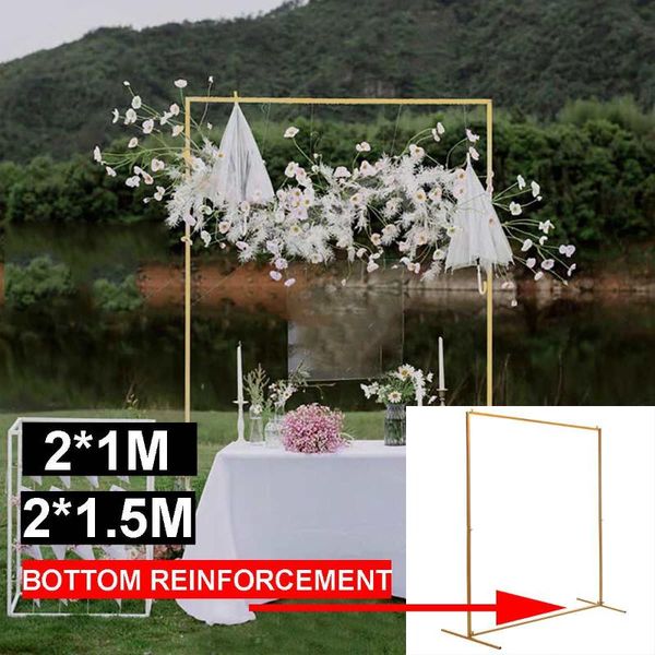 

gold square arch shelf party event wedding props arch iron stand stage backdrop frame decorative artificial flowers stand