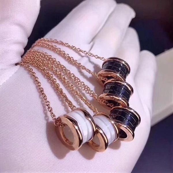 

classic brand bulgarian black ceramic zircon diamond necklace men and women couple clavicle chain wedding jewelry party jewelry, Silver