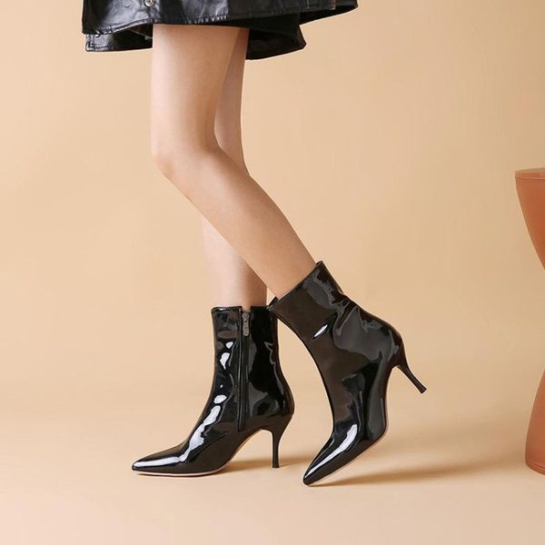 

new women shoes boots 8cm high heel boots for women big size 34-47 red white black for spring