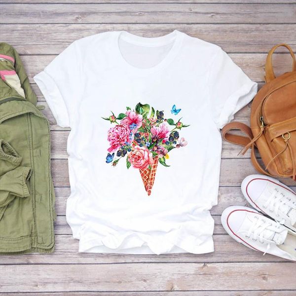 

plus size dream feather fashion print lady t shirts summer casual short sleeve tees women graphic female tee o neck t, White