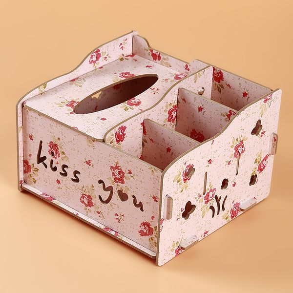 

diy cover wood napkin holder tissue dispenser living room deskdebris organizer phone remote control storage box