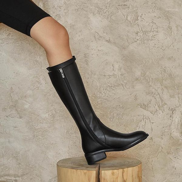 

new winter riding boots women's shoes genuine leather keep warm equestrian elegant zipper party knee-high boots1, Black